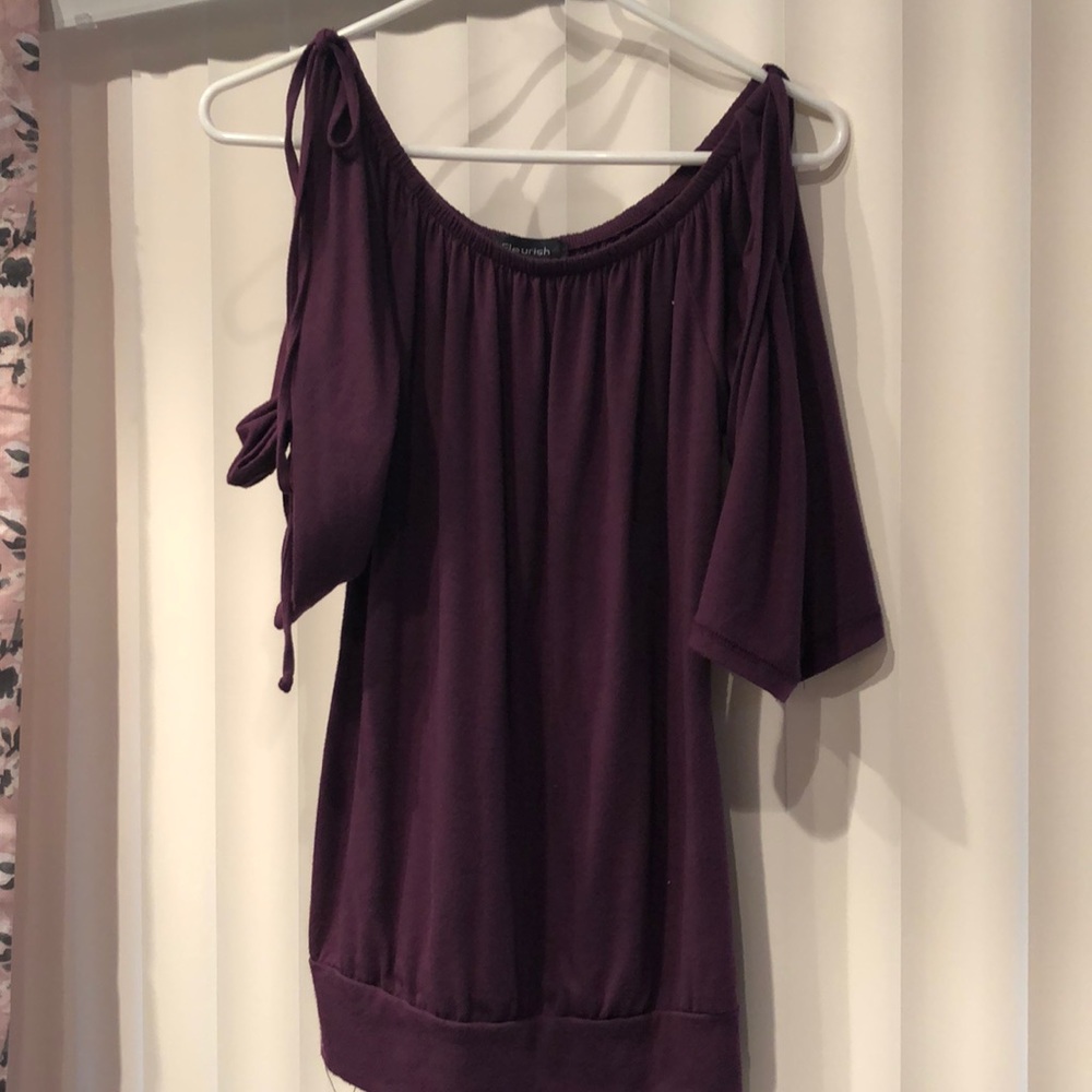 Purple tops 3/4 sleeve with peephole shoulders